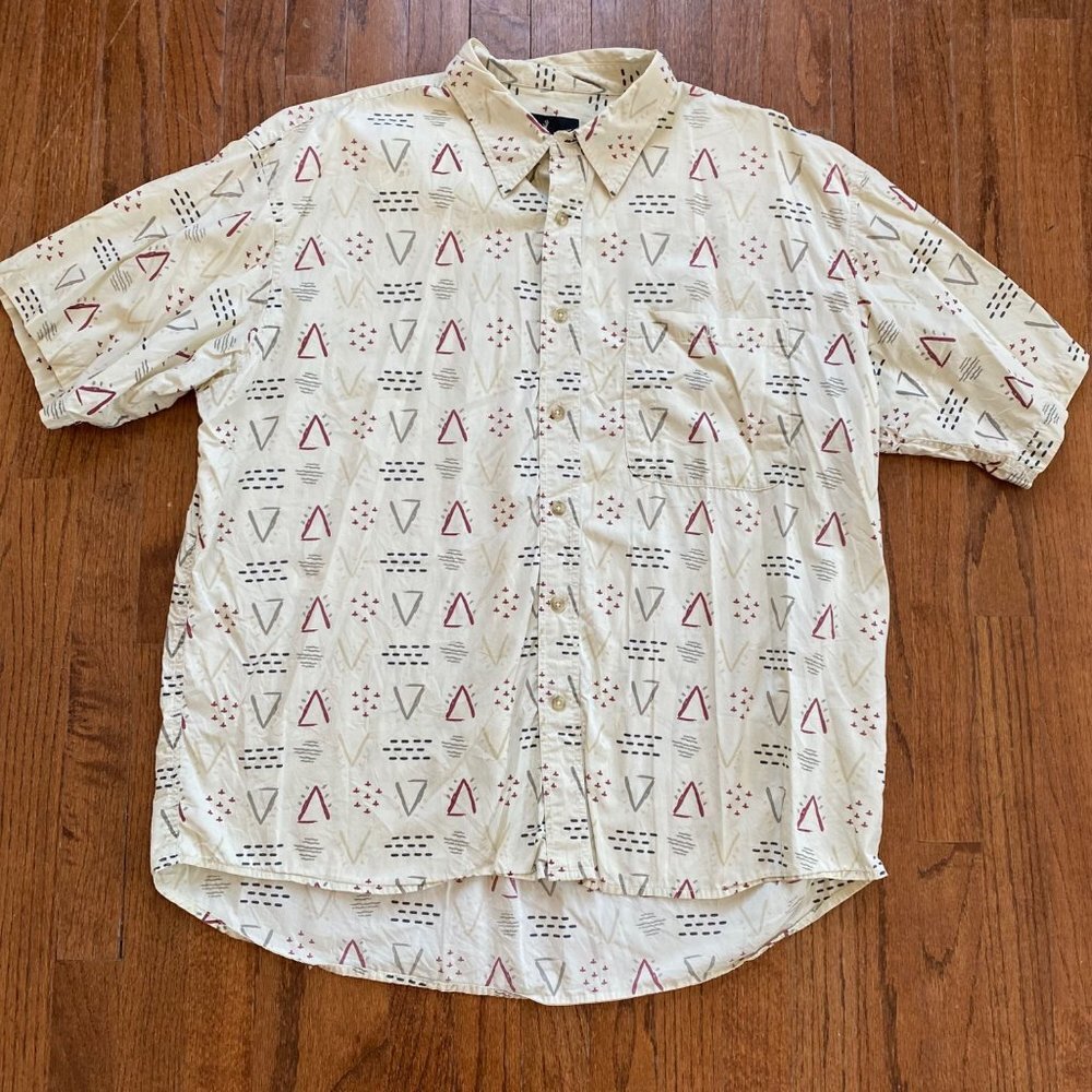 Vintage Dick Idol Shirt Button Down Aztec Tribal Wester Southwestern Longhorn XL